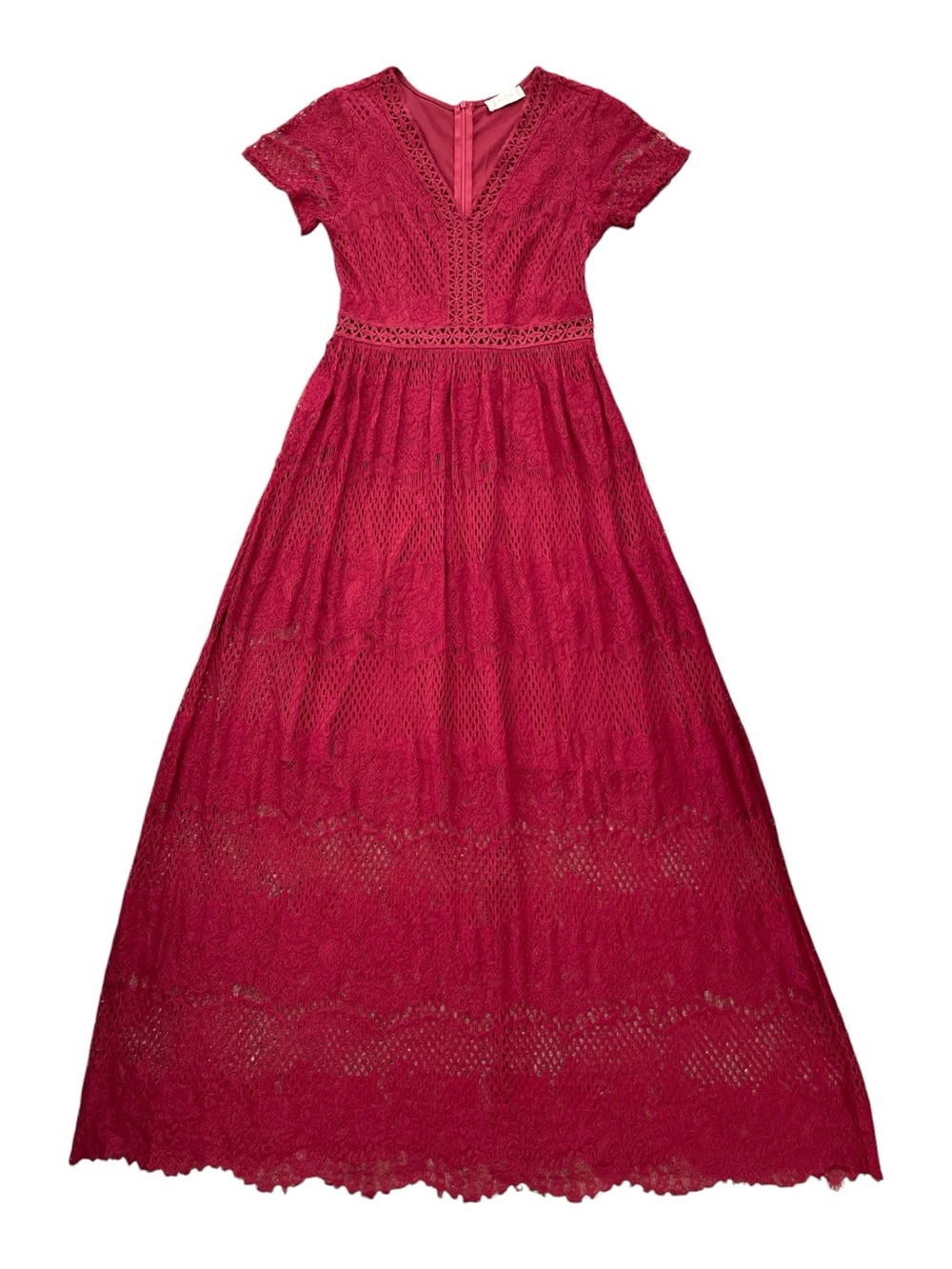 Altar'd State Marionette Boho Lace Maxi Dress Burgundy Wine Red Size Small